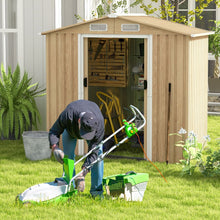 Load image into Gallery viewer, Abri de Jardin 2.3㎡ en Acier Galvanisé Anti-UV 196x142x186cm Cabane de Jardin Exterieur 3.7m³ avec Porte Coulissante Rampe Naturel