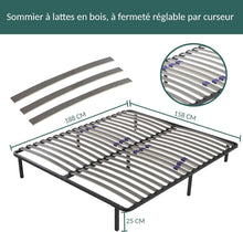 Load image into Gallery viewer, SAMPUR - Essential bed base 140 x 200 cm | Durable and comfortable | Feet included | Adjustable slats | Epoxy lacquered metal frame | Quick and easy assembly