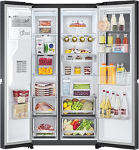 Load image into Gallery viewer, LG GSXV91MCAF Réfrigérateur combiné - Side by Side, 635L, InstaView, Total No-Frost, Compartiment congélation, Distributeur d'eau et glace UVnano, Compresseur Inverter Linear, Wi-Fi, Noir, Classe F