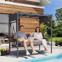 Load image into Gallery viewer, AECOJOY 2-in-1 Convertible Porch Swing Bed 3 Seat, Outdoor Patio Metal Pergola Swing