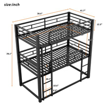 Load image into Gallery viewer, Harper &amp; Bright Designs Metal Triple Bunk Bed Twin Over Twin Bunk Bed with Ladder and Safety Guardrail 3 Bunk Bed for Living Room Bedroom, Sliver
