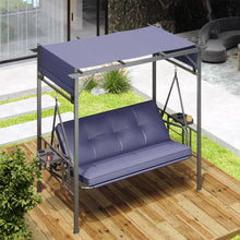 Load image into Gallery viewer, AECOJOY 2-in-1 Convertible Porch Swing Bed 3 Seat, Outdoor Patio Metal Pergola Swing