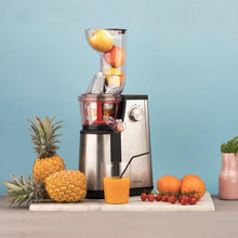 Load image into Gallery viewer, H.Koenig GSX12 Vertical Juice Extractor Stainless Steel Black, Fruit and Vegetable Juice, BPA Free, 82 mm Wide Mouth, Soft Pressure, 1 Litre, 400 W