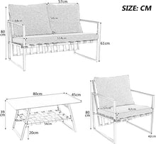 Load image into Gallery viewer, Zepneiy Salon de Jardin, Salon de Jardin 4 Personnes, avec canapé, Table Basse et Coussins, Housse en Tissu déhoussable et Lavable, Noir (Coussins d'assise Inclus)