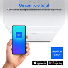 Load image into Gallery viewer, MEDION Smart Climatiseur Mobile P1002 (10000 BTU, 3-en-1, Refroidir, Déshumidification, Ventilation, jusqu'à 34m², kit de joint de fenêtre, mode sommeil, contrôle Wifi, Télécommande, Écran, MD 37733)