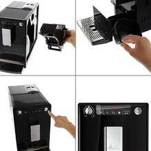 Load image into Gallery viewer, Melitta Caffeo Solo Noir Pure Black, Machine à Café à Grains avec Broyeur et Système d'Extraction des Arômes, Affichage LED, Mode 1 à 2 Tasses, Cafetière Expresso, Automatique, E950-222, 1400W