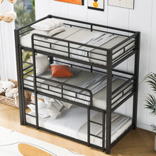 Load image into Gallery viewer, Harper &amp; Bright Designs Metal Triple Bunk Bed Twin Over Twin Bunk Bed with Ladder and Safety Guardrail 3 Bunk Bed for Living Room Bedroom, Sliver