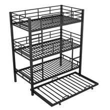 Load image into Gallery viewer, Harper &amp; Bright Designs Metal Triple Bunk Bed Twin Over Twin Bunk Bed with Ladder and Safety Guardrail 3 Bunk Bed for Living Room Bedroom, Sliver