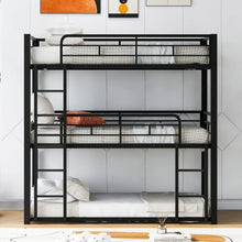 Load image into Gallery viewer, Harper &amp; Bright Designs Metal Triple Bunk Bed Twin Over Twin Bunk Bed with Ladder and Safety Guardrail 3 Bunk Bed for Living Room Bedroom, Sliver