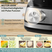 Load image into Gallery viewer, TopStrong Multifunctional Food Processor, 1100 W Multifunctional Food Processor, 11 in 1 Food Processor Included Chopper, Kneader Hook, Blender, Citrus Press and Coffee Grinder, 3.2L Bowl and 1.5L