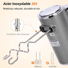 Load image into Gallery viewer, Aigostar Adela - Batteur Électrique, Batteur à Main Électrique Ultra Puissant de 400W. 5 Vitesses + Turbo, Bouton D'éjection. 1 Support de Rangement et 2 Batteurs et 2 Crochets Pétrisseurs.