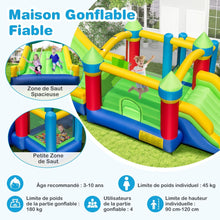 Load image into Gallery viewer, Château Gonflable pour 4 Enfants avec 2 Toboggans Tunnels Zone de Rebond Escalade Obstacles Maison de Jeu avec Souffleur de 680 W