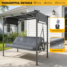 Load image into Gallery viewer, AECOJOY 2-in-1 Convertible Porch Swing Bed 3 Seat, Outdoor Patio Metal Pergola Swing