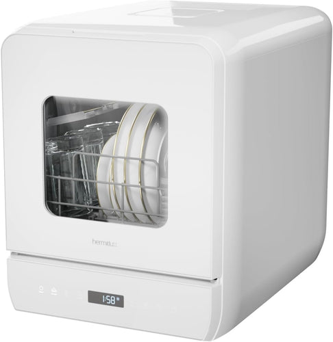 Hermitlux Mini lave-vaisselle de table, 6+1 Programmes de lavage, 5 Couverts et réservoir d'eau de 5L