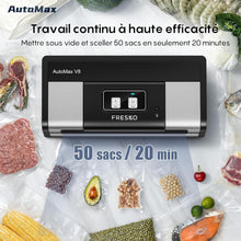 Load image into Gallery viewer, FRESKO Automatic Vacuum Sealer Machine, 140 Watts, Hands-Free Vacuum Machine, Dry/Wet Detection, 2 Roll Bag, Built-in Cutter and Bag Storage (AutoMax V8)