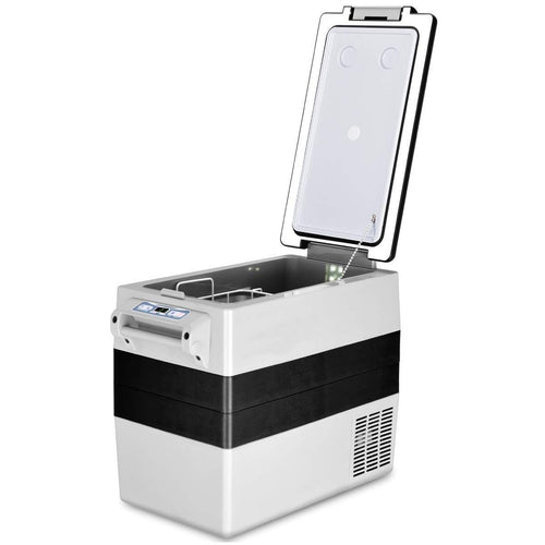 Réfrigérateur 52l de Voiture -20℃/+10℃ Mini Réfrigérateur Portable Ecran Lcd Adaptateur 69x34,5x52,5cm Noir+Gris
