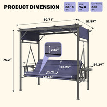 Load image into Gallery viewer, AECOJOY 2-in-1 Convertible Porch Swing Bed 3 Seat, Outdoor Patio Metal Pergola Swing