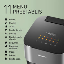 Load image into Gallery viewer, Panasonic NF-CC500SXE AirFryer Friteuse sans huile avec Hublot, 5L, 80-200°C, Minuterie Numérique et Écran LCD, Vapeur Douce, 11 Préréglages, Nettoyage Facile, Gris Mat
