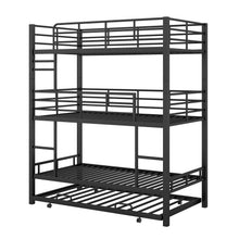 Load image into Gallery viewer, Harper &amp; Bright Designs Metal Triple Bunk Bed Twin Over Twin Bunk Bed with Ladder and Safety Guardrail 3 Bunk Bed for Living Room Bedroom, Sliver
