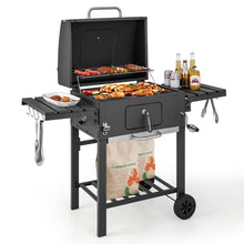 Load image into Gallery viewer, Barbecue à Charbon de Bois Portable avec 2 Tables d'Appoint Noir
