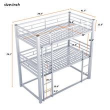 Load image into Gallery viewer, Harper &amp; Bright Designs Metal Triple Bunk Bed Twin Over Twin Bunk Bed with Ladder and Safety Guardrail 3 Bunk Bed for Living Room Bedroom, Sliver
