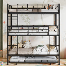 Load image into Gallery viewer, Harper &amp; Bright Designs Metal Triple Bunk Bed Twin Over Twin Bunk Bed with Ladder and Safety Guardrail 3 Bunk Bed for Living Room Bedroom, Sliver
