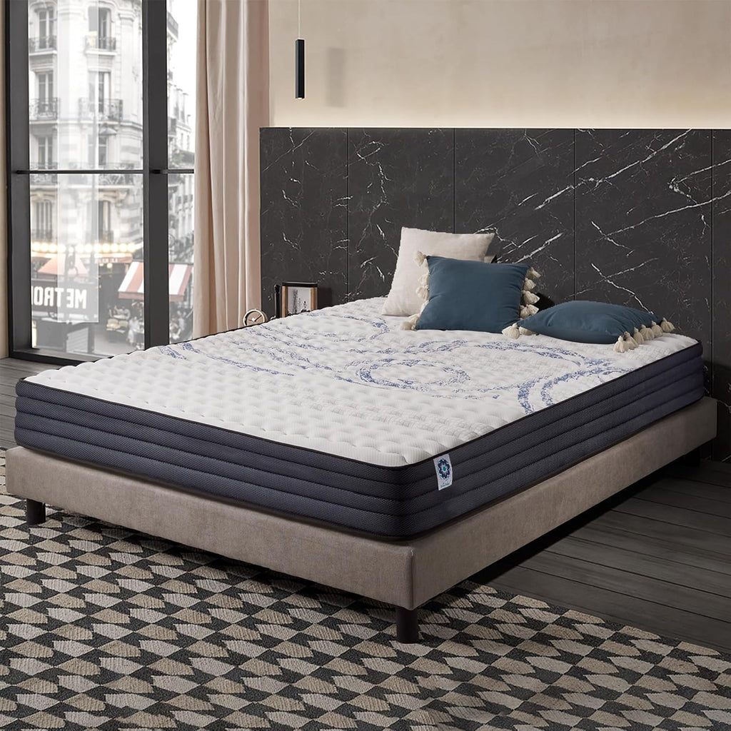NATURALEX - Matelas PerfectSleep 180x200 - Épais 30 cm - Soutien Mousse à mémoire de Forme - Accueil Blue Latex - Confort Ferme - Respirant - 7 Zones - Réversible - Haute Densité - Fabriqué en Europe
