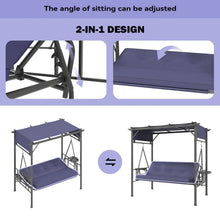 Load image into Gallery viewer, AECOJOY 2-in-1 Convertible Porch Swing Bed 3 Seat, Outdoor Patio Metal Pergola Swing