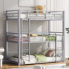 Harper & Bright Designs Metal Triple Bunk Bed Twin Over Twin Bunk Bed with Ladder and Safety Guardrail 3 Bunk Bed for Living Room Bedroom, Sliver