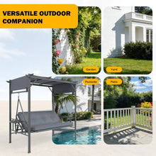 Load image into Gallery viewer, AECOJOY 2-in-1 Convertible Porch Swing Bed 3 Seat, Outdoor Patio Metal Pergola Swing
