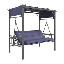 Load image into Gallery viewer, AECOJOY 2-in-1 Convertible Porch Swing Bed 3 Seat, Outdoor Patio Metal Pergola Swing