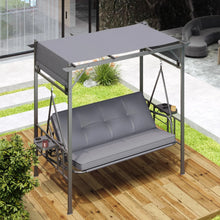 Load image into Gallery viewer, AECOJOY 2-in-1 Convertible Porch Swing Bed 3 Seat, Outdoor Patio Metal Pergola Swing