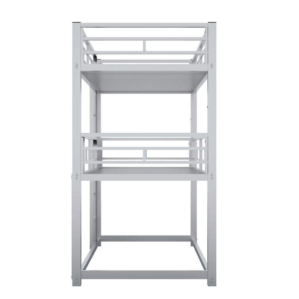 Harper & Bright Designs Metal Triple Bunk Bed Twin Over Twin Bunk Bed with Ladder and Safety Guardrail 3 Bunk Bed for Living Room Bedroom, Sliver