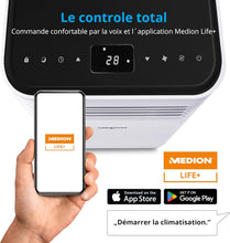 Load image into Gallery viewer, MEDION Smart Climatiseur Mobile P1002 (10000 BTU, 3-en-1, Refroidir, Déshumidification, Ventilation, jusqu'à 34m², kit de joint de fenêtre, mode sommeil, contrôle Wifi, Télécommande, Écran, MD 37733)