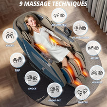 Load image into Gallery viewer, HealthRelife Fauteuil de Massage Complet du Corps avec Balayage corporel Mains robotiques 3D Housse de siège de Massage Shiatsu Intelligente avec Fonction vocale Chauffage du Dos (Bleu)