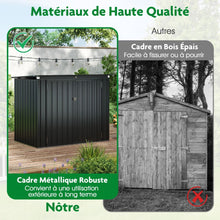 Load image into Gallery viewer, Abri de Stockage en Métal Galvanisé pour Poubelles Extérieur Abri de Jardin Verrouillable avec Toit Ouvert 2 Portes 172X95,5X130CM Gris