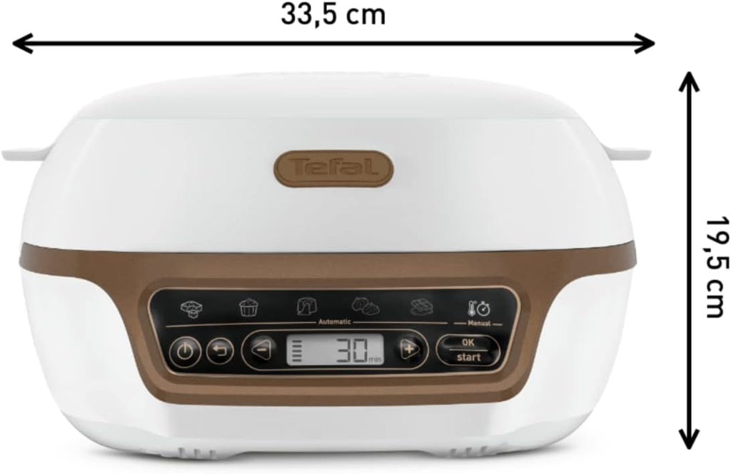 Tefal Machine à gâteaux, 5 programmes automatiques pour réglage, 1 mode manuel, 3 moules flexibles, 1 grand moule en acier revêtu, Compatible avec moules Crispybake, Cake Factory+ KD802112