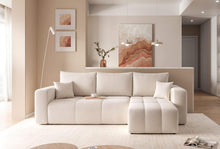 Load image into Gallery viewer, GREKPOL Canapé d'angle Convertible 145x248 à Gauche ou à Droite - Canapé 3 Places Convertible Beige avec Espace de Rangement