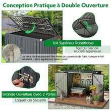 Load image into Gallery viewer, Abri de Stockage en Métal Galvanisé pour Poubelles Extérieur Abri de Jardin Verrouillable avec Toit Ouvert 2 Portes 172X95,5X130CM Gris