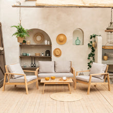 Load image into Gallery viewer, Salon de jardin en acacia 4 places GILI - coussins sable Happy Garden