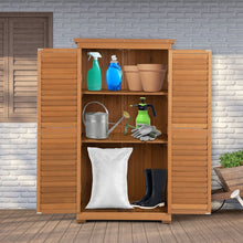 Load image into Gallery viewer, Abri de Jardin En Bois 160 Cm Toit en Asphalte 2 Portes Verrouillables avec Loquet Armoire Cabane en Sapin Pré-Huilé Imperméable 3 Étagères Amovibles Naturel