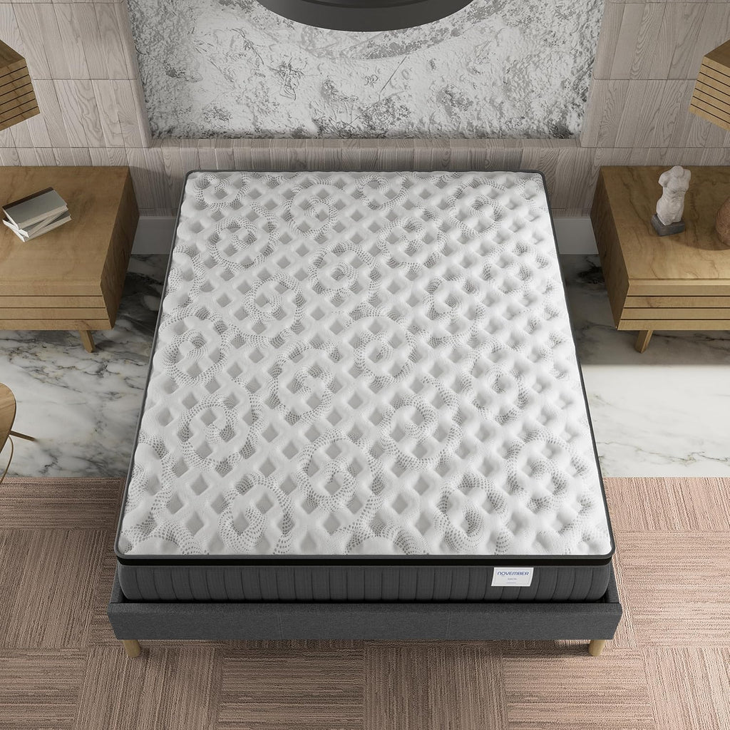 sensoreve November- Matelas Elekctra 140x190cm- Épaisseur 30cm- Hybride: Ressorts ensachés+Mousse Mémoire de Forme - Soutien Tonique & indépendance de Couchage-Label SANITIZED(Anti bactérien/acarien)