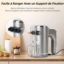 Load image into Gallery viewer, Aigostar Adela - Batteur Électrique, Batteur à Main Électrique Ultra Puissant de 400W. 5 Vitesses + Turbo, Bouton D'éjection. 1 Support de Rangement et 2 Batteurs et 2 Crochets Pétrisseurs.