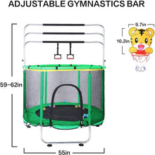 Load image into Gallery viewer, Trampoline pour Enfants, Trampoline réglable pour bébé avec Panier de Basket-Ball, Trampoline intérieur et extérieur de 200 kg avec enclos