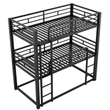 Load image into Gallery viewer, Harper &amp; Bright Designs Metal Triple Bunk Bed Twin Over Twin Bunk Bed with Ladder and Safety Guardrail 3 Bunk Bed for Living Room Bedroom, Sliver