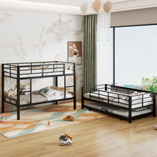 Load image into Gallery viewer, Harper &amp; Bright Designs Metal Triple Bunk Bed Twin Over Twin Bunk Bed with Ladder and Safety Guardrail 3 Bunk Bed for Living Room Bedroom, Sliver