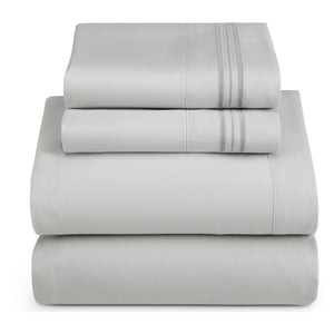 Nestl Bedding Queen 4 Piece Bed Sheet Set Queen Silver Gray Large