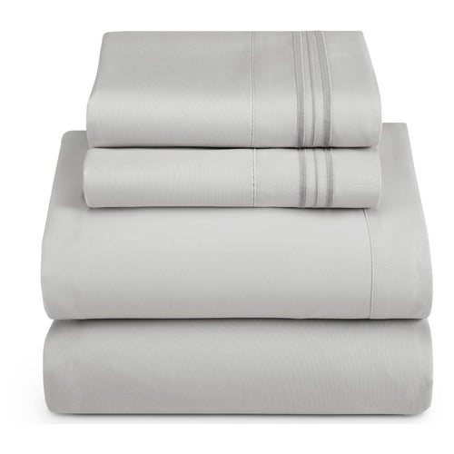 Nestl Bedding Queen 4 Piece Bed Sheet Set Queen Silver Gray Large