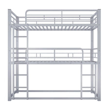 Load image into Gallery viewer, Harper &amp; Bright Designs Metal Triple Bunk Bed Twin Over Twin Bunk Bed with Ladder and Safety Guardrail 3 Bunk Bed for Living Room Bedroom, Sliver