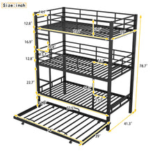Load image into Gallery viewer, Harper &amp; Bright Designs Metal Triple Bunk Bed Twin Over Twin Bunk Bed with Ladder and Safety Guardrail 3 Bunk Bed for Living Room Bedroom, Sliver